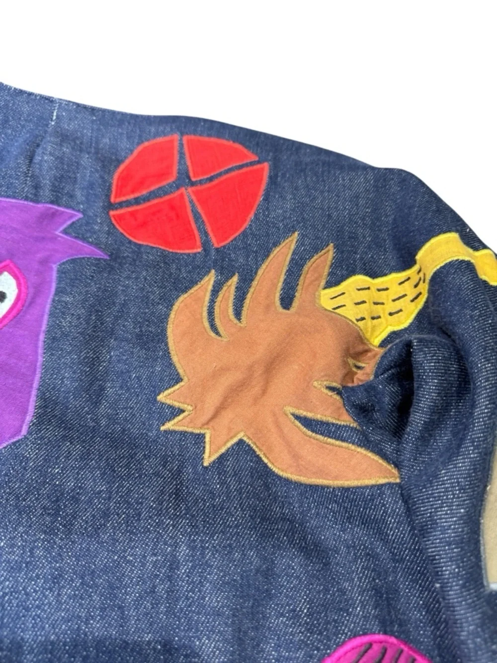 Vintage Girasol Mexican Whimsical Appliqué Denim Jacket Multicolor Animal Motifs